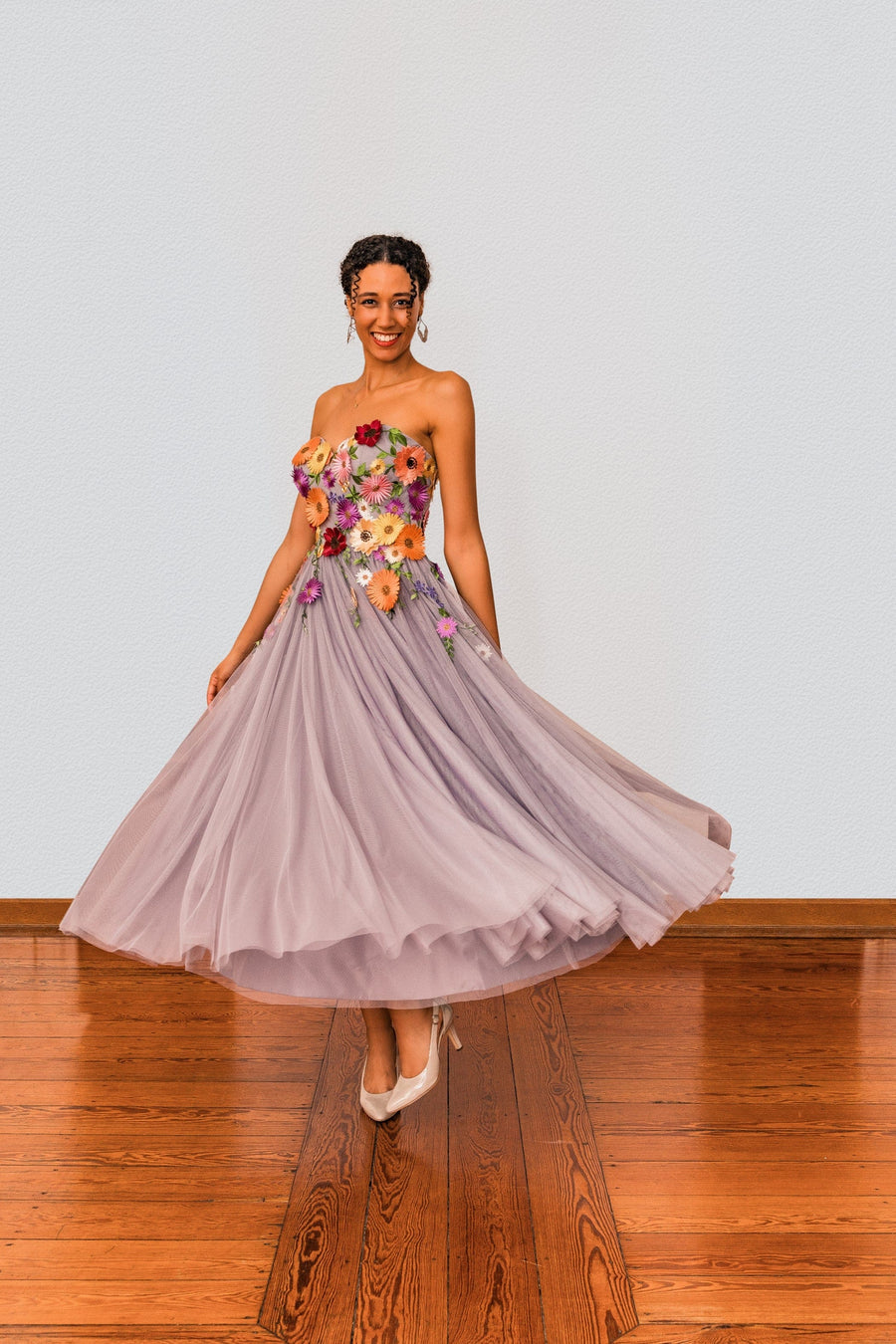 Star Night Bridal Couture 0210 with 3D Flowers Violets
